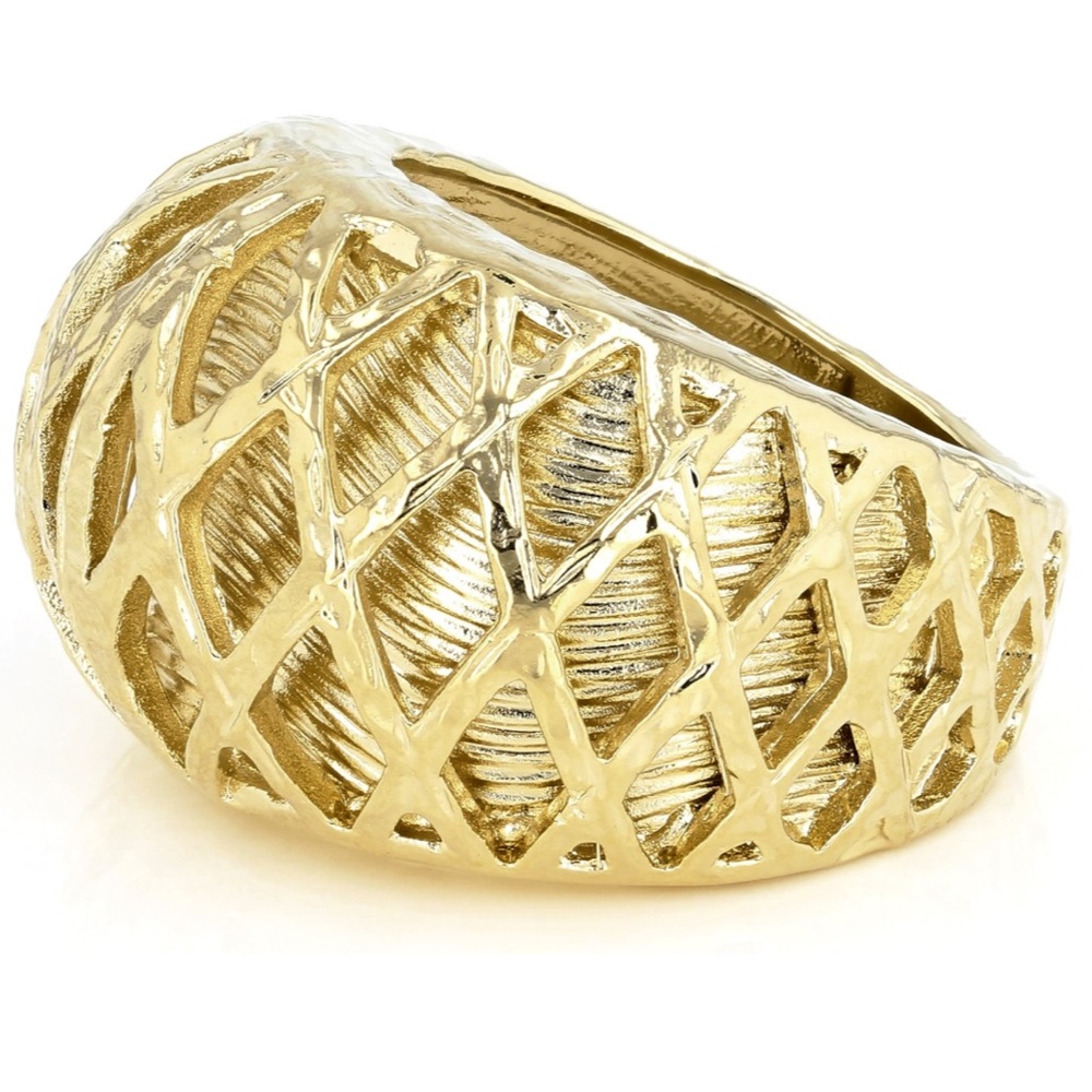 Moda Al Massimo 18k Yellow Gold Over Bronze Domed Cut Ring Size 7